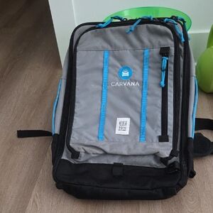 Topo Designs Gray and Black CARVANA Backpack with Blue Accents